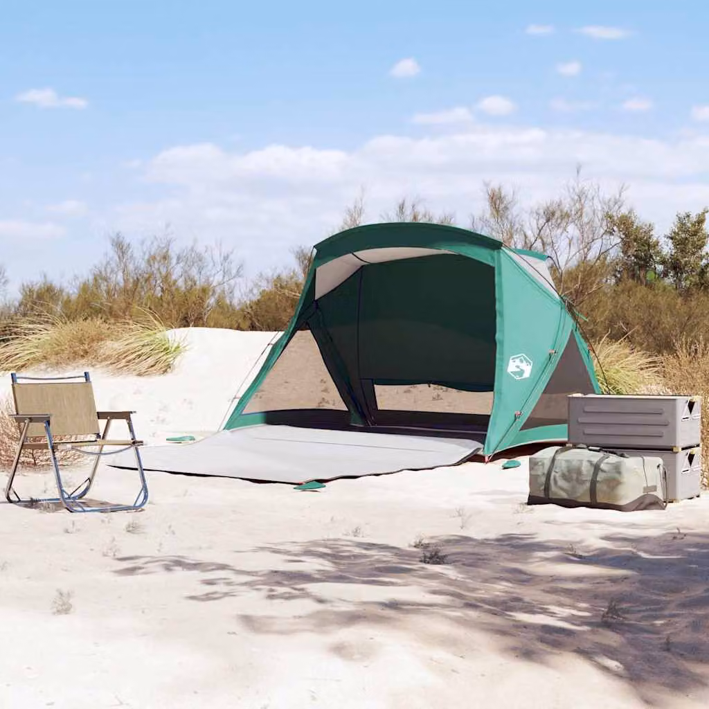 Tenda da spiaggia vidaXL per 2 persone, impermeabile in poliestere, colore verde mare, L: 157,5 cm, P: 150 cm