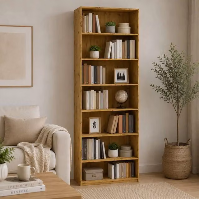 Libreria DMORA Lika con 6 Ripiani in Rovere Nodi Marrone L: 80 cm, P: 33 cm, H: 234 cm