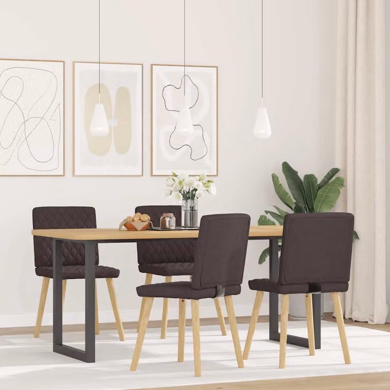 vidaXL Sedie da Pranzo 4 pz Marrone Scuro in Tessuto