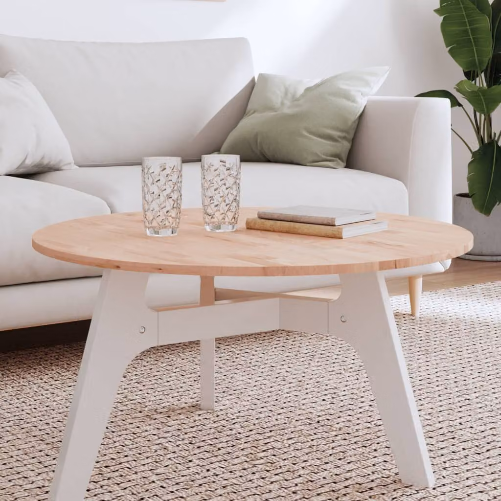 vidaXL Piano per Tavolo Rotondo in Legno Massello di Faggio Marrone, Ø 80 cm, Spessore: 1,5 cm