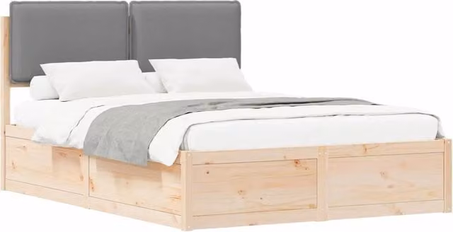 Letto matrimoniale | Letto per adulti | Letto con Testiera Rivestita Grigio chiaro 160 x 200 cm