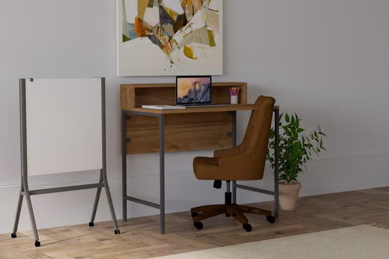 Skye Decor, Uso - Noce, Nero, Scrivania, Noce, 100% PANNELLI DI PARTICELLE RIVESTITI IN MELAMMINA, 90 x 50 x 75 cm