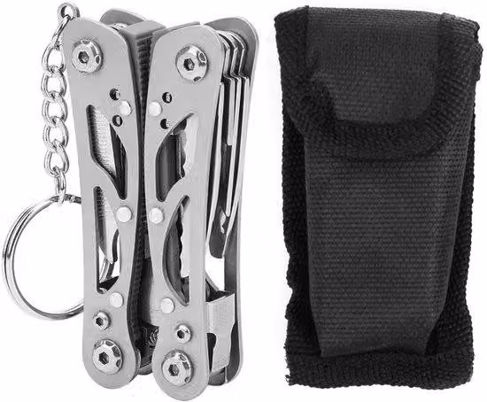 Multitool in alluminio - Utensile da campeggio - Leggero (97g) - Include custodia - Utensile multifunzione