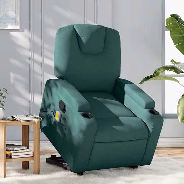 Poltrona Alzapersona con Assistenza Elettrica vidaXL Verde con Braccioli e Rivestimento in Tessuto – 1