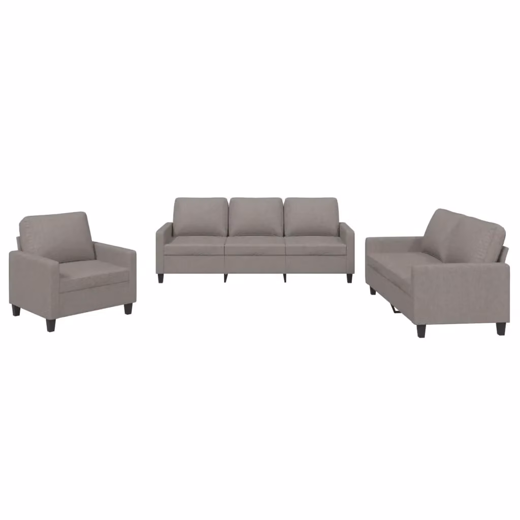 Set di divani 3 pezzi vidaXL in tessuto beige e grigio con cuscini per soggiorno – 2