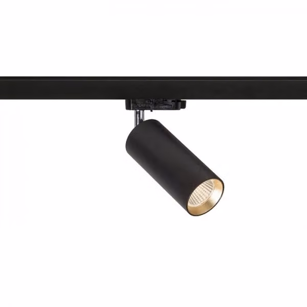 Faretto a cilindro MAVRO per binario trifase nero e oro, LED 12W, 3000K, luce calda – 2