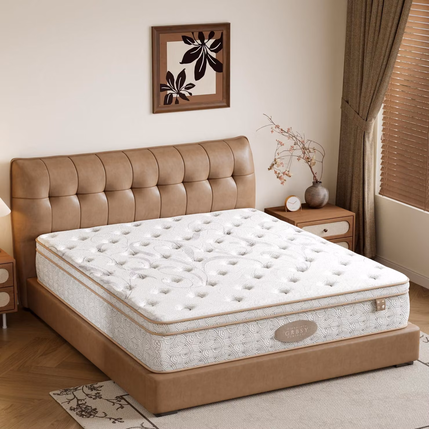 Materasso ibrido, dimensioni 160x200 cm, altezza 30,5 cm, modello H4, con 7 zone di comfort e sistema a molle insacchettate
