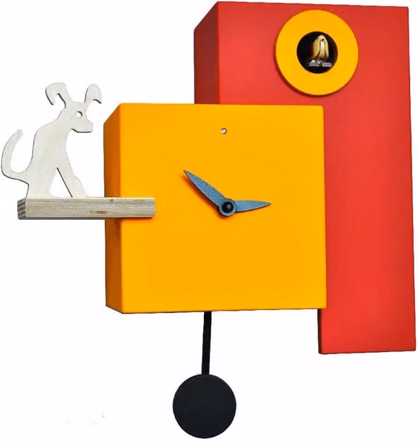 Orologio a Cucù da Parete 25X23X12Cm Pirondini Italia The Guardian Arancio Giallo e Rosso