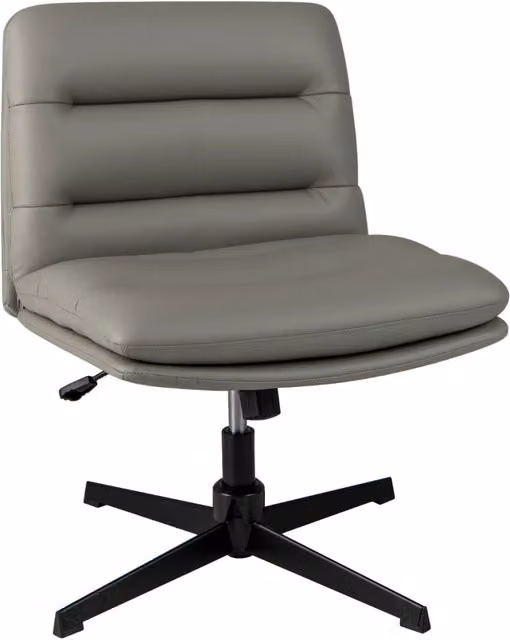 Sedia da ufficio Design Mania in pelle sintetica grigia con base a incrocio e seduta ergonomica senza braccioli