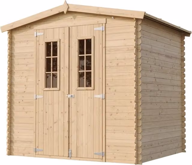 Casetta da Giardino in Legno Timbela M369C Grigia con Finestra e Stile Rustico, 4,33 m2