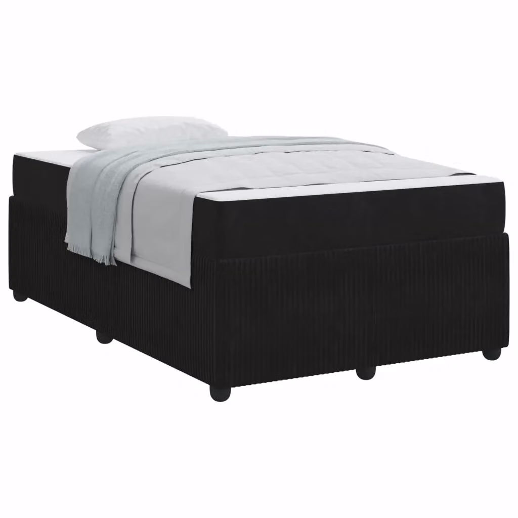 Struttura del letto moderna vidaXL in tessuto nero con legno e materasso L/P: 120 x 190 cm – 2