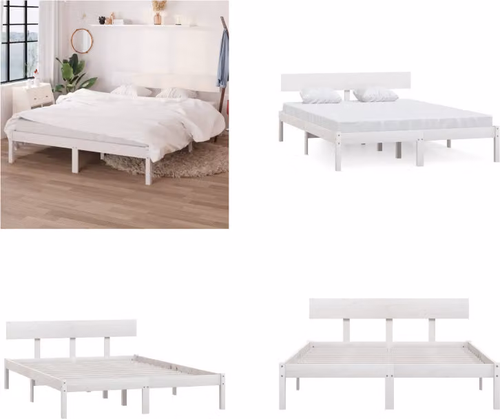 vidaXL Letto in legno massiccio bianco 120x190 cm - Struttura letto - Letto - Struttura letto in legno
