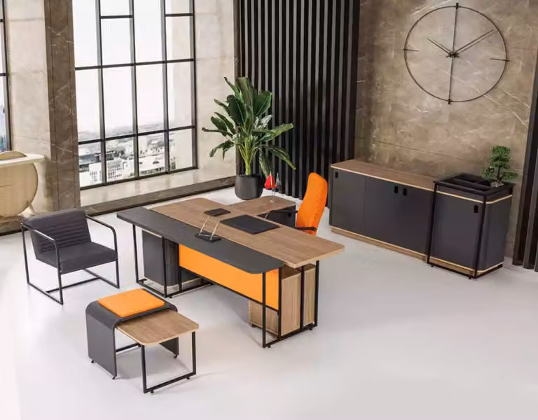 Arbeitszimmer Schreibtisch Büroausstattung Büroschrank Luxus Couchtisch