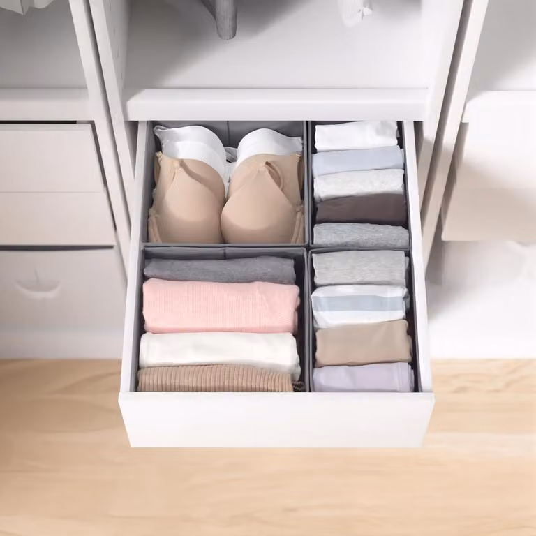 Set di contenitori per l'organizzazione, composto da 4 pezzi, dimensioni 50 x 58 cm, con coperchi pieghevoli, modulari, ideali per riporre abbigliamento