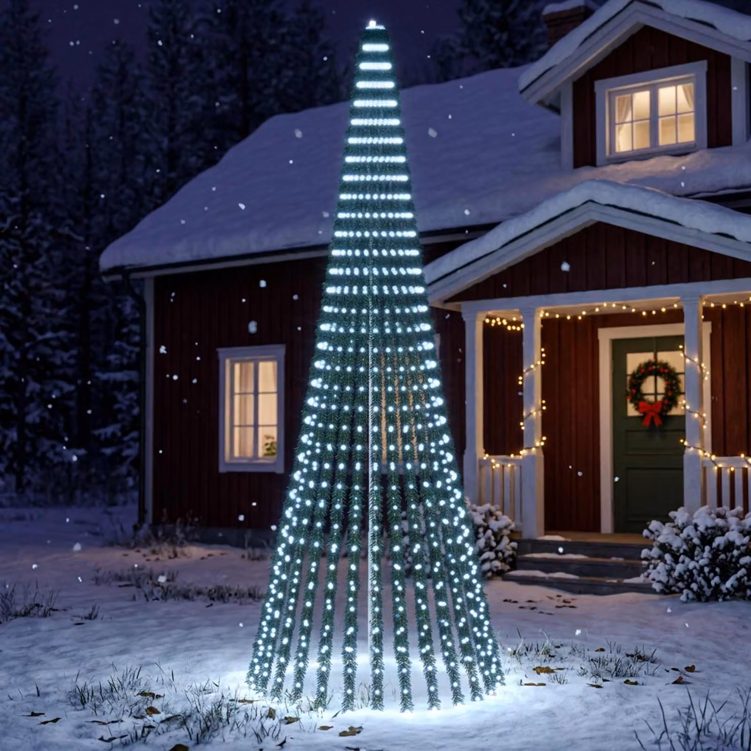 vidaXL Albero di Natale LED 370 cm 1008 LED Bianco freddo Acciaio