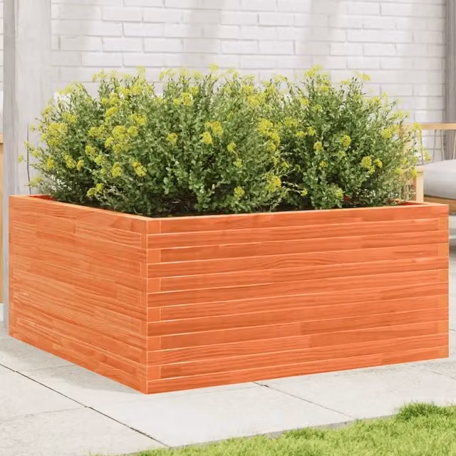 Fioriera da giardino Videx in legno massello marrone e arancione L: 100 cm, P: 100 cm, H: 46 cm