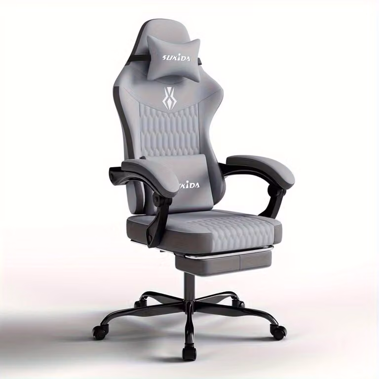 Sedia da gaming – Design ergonomico con schienale regolabile e poggiapiedi, ideale per pavimenti duri
