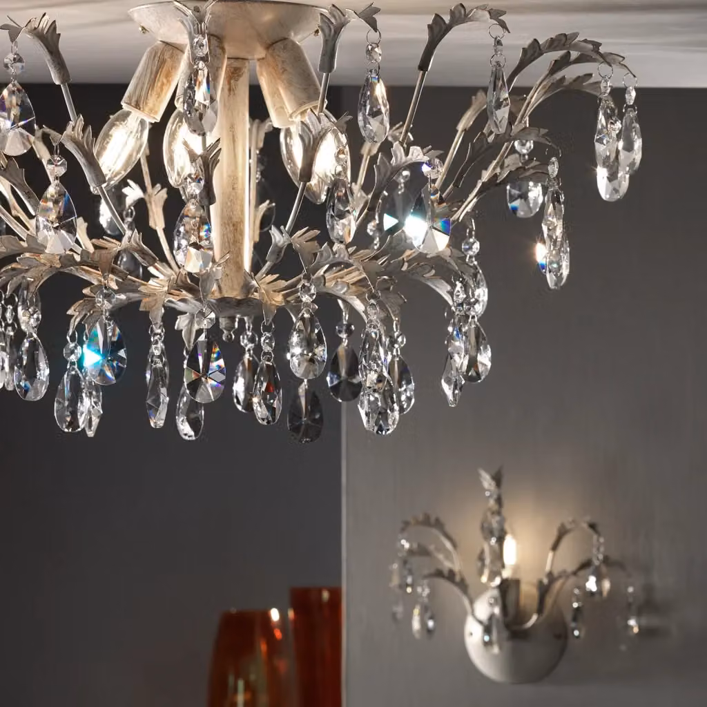 Plafoniera neoclassica Cesta in metallo bianco con 3 luci E14, Ø 55 cm, IP20 – 3