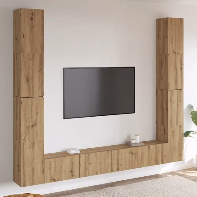 Mobili TV a Parete 6 pz Rovere Artigianale Legno Multistrato 3328988