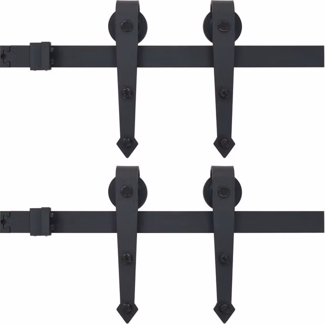 Kit di 2 Binari per Porte Scorrevoli in Acciaio Inox Nero Opaco CFW2979902, Lunghezza: 200 cm