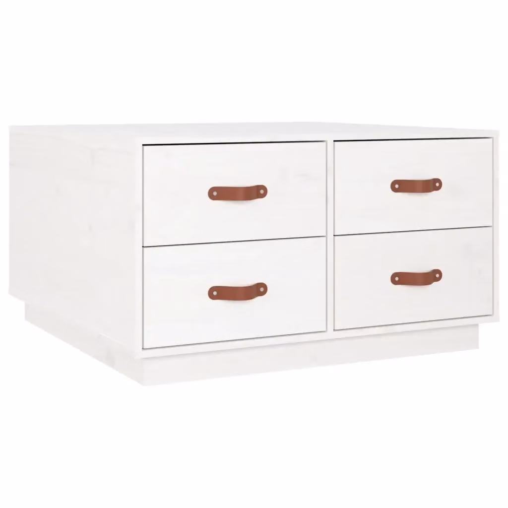 Tavolino da salotto quadrato vidaXL in legno di pino bianco stile rustico L/P/H: 80 x 80 x 45 cm – 2