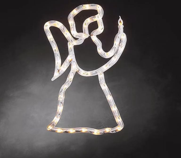 Konstsmide - Sagoma LED per finestra, angelo, 50 diodi bianco caldo, 230V, interno, cavo bianco - 2173-010