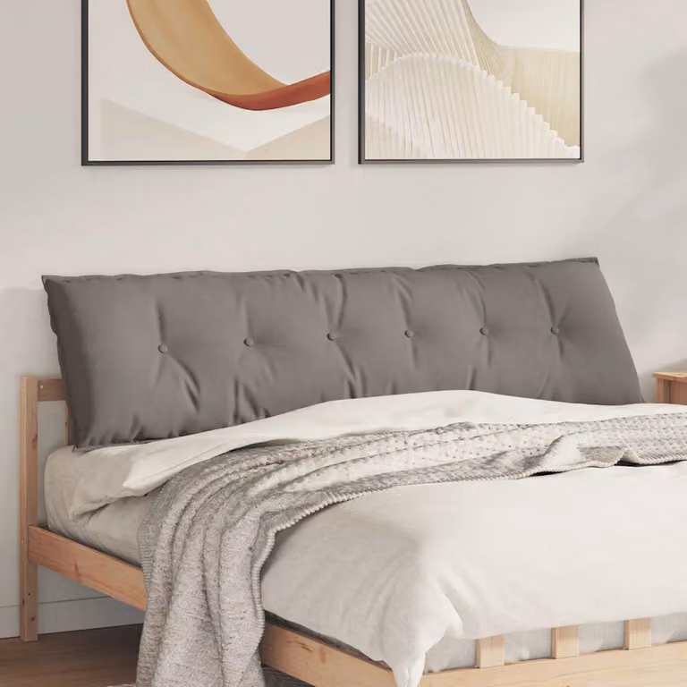 Cuscino per schiena ergonomico vidaXL in tessuto con rivestimento rimovibile, disponibile in beige o grigio, L 180 x P 19 x H 50 cm