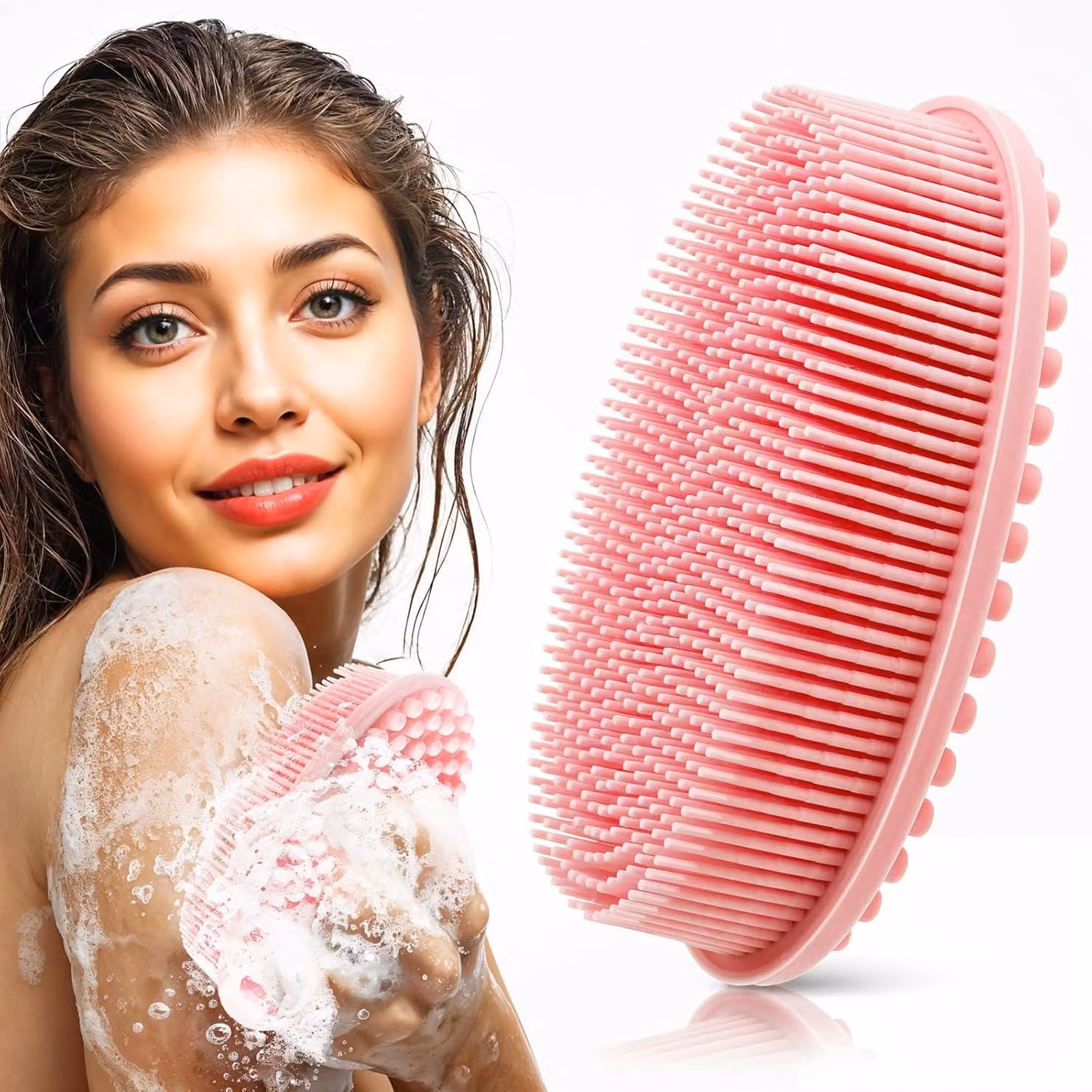 Spazzola esfoliante in silicone, a doppia faccia, per un delicato massaggio, adatta a tutti i tipi di pelle