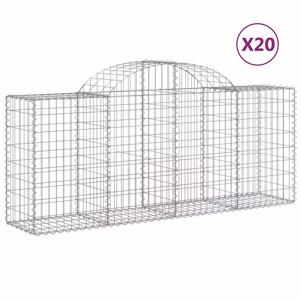 Set di 20 Cesti Gabbioni ad Arco Videx in Acciaio Zincato Grigio L: 200 cm, P: 50 cm, H: 80/100 cm – 2