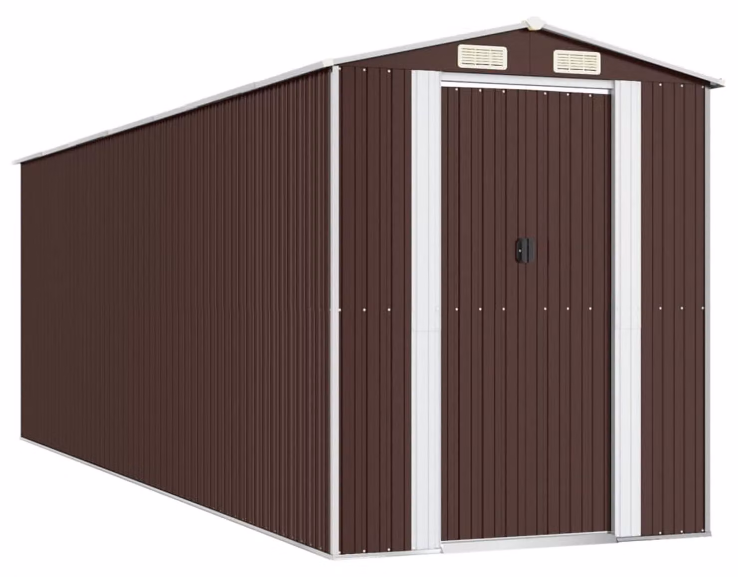 Capanno per attrezzi in metallo - Colore marrone scuro - Acciaio zincato - Dimensioni: 192 x 606 x 223 cm