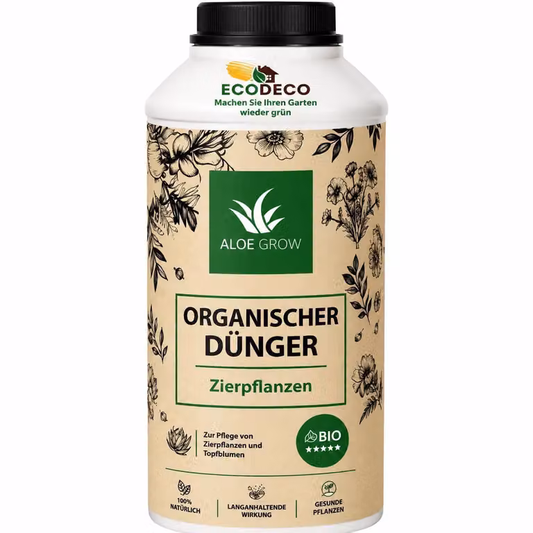 EcoDeco AloeGrow concime per piante da interno e ornamentali, fertilizzante naturale all'aloe per radici forti e crescita vigorosa, 1000 ml