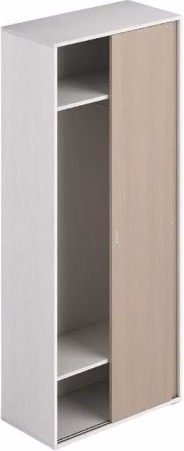 Armadio due ante scorrevoli 90x43x212h con appendiabiti colore bianco frassinato e olmo