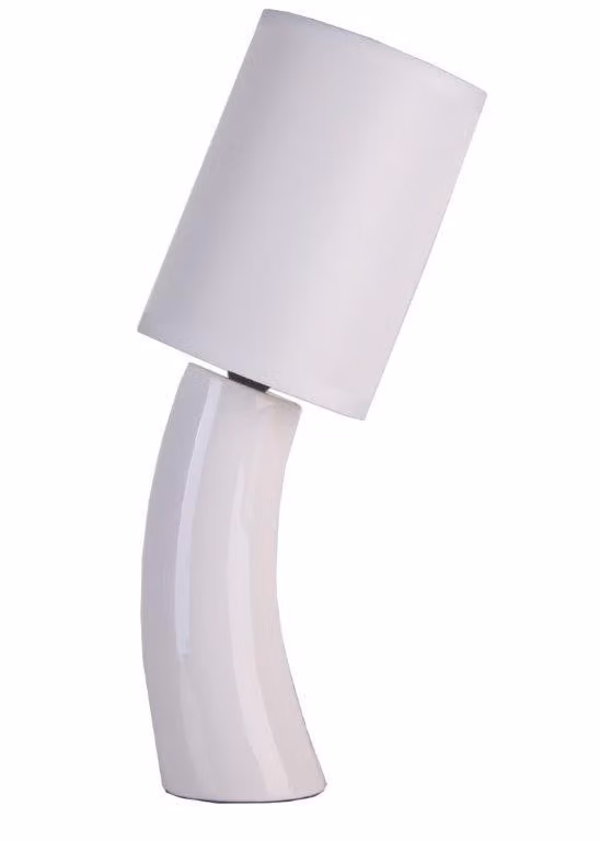 Lampada da comodino in Vetroceramica, colore bianco, con paralume. (Modello 2978)