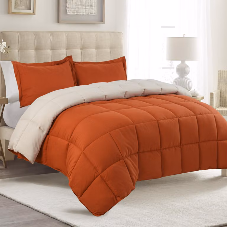 Coperta matrimoniale color terracotta, 200 x 200 cm, con isolamento di 10,5 Tog, ideale per la camera da letto