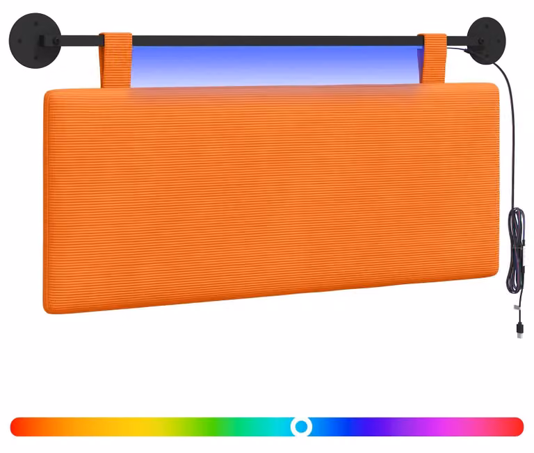 Testiera sospesa Con luce LED Arancione Tessuto in Cords