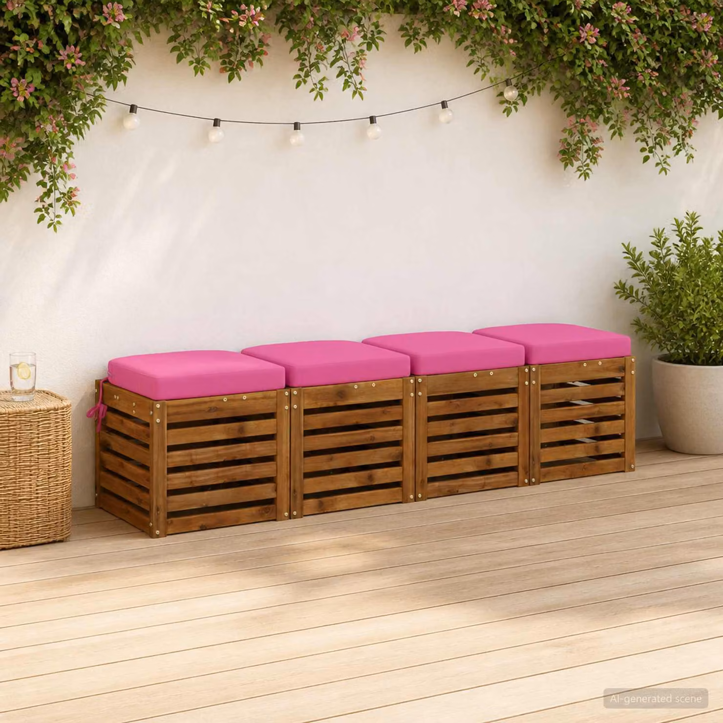 Set di 4 cuscini per sedile vidaXL SOEST in poliestere, colore rosa