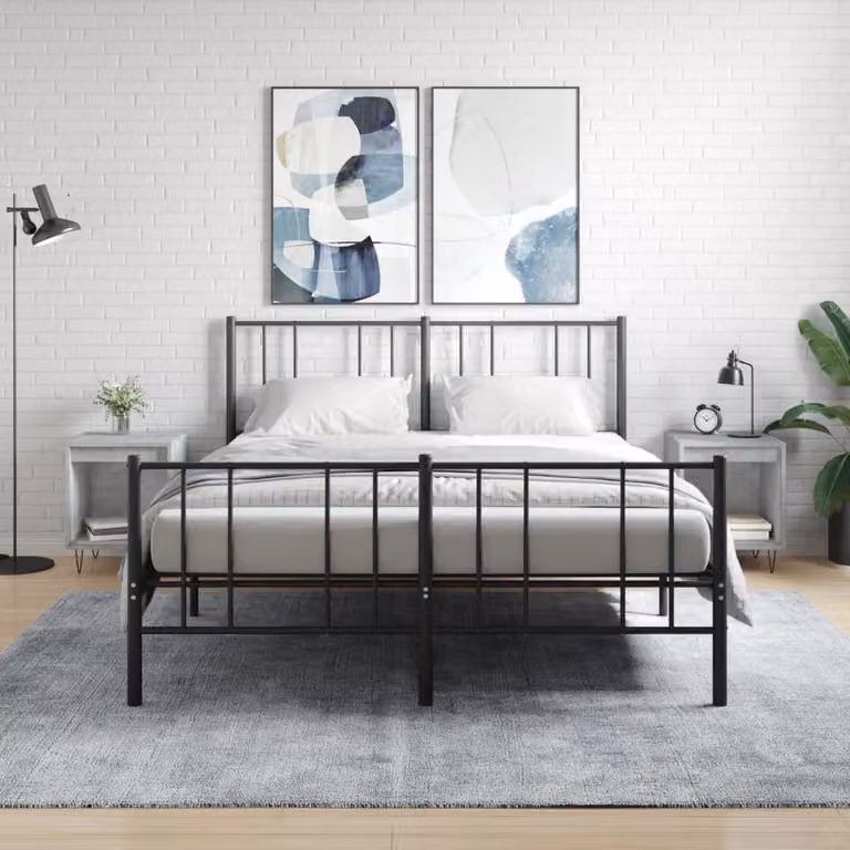 Set di 2 comodini vidaXL moderni in legno e metallo, colore grigio, L: 40 cm, P: 35 cm, H: 50 cm