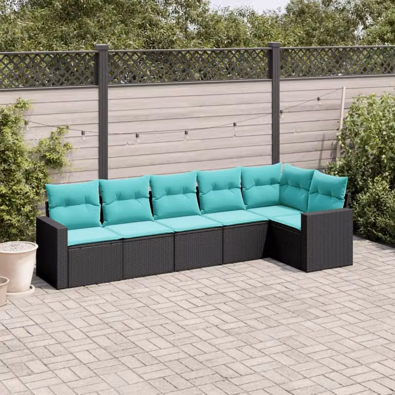 Maison Exclusive - Set Divani da Giardino 6 pz con Cuscini Nero in Polyrattan