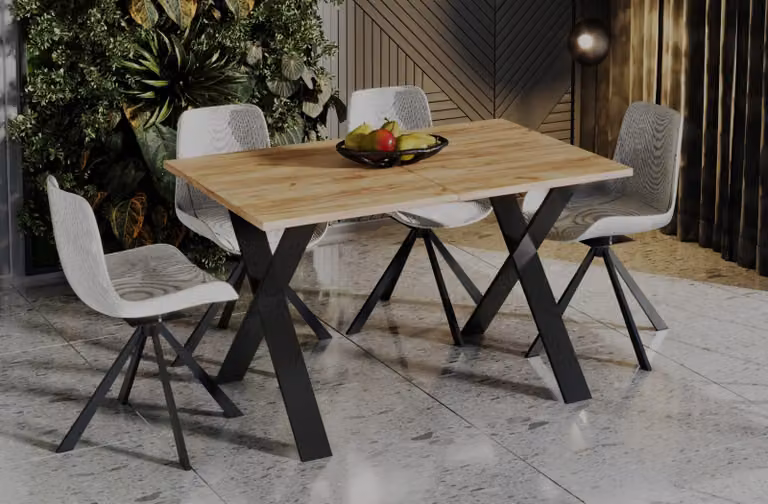 Tavolo pieghevole X 130(210)x80 rovere oro artigianale