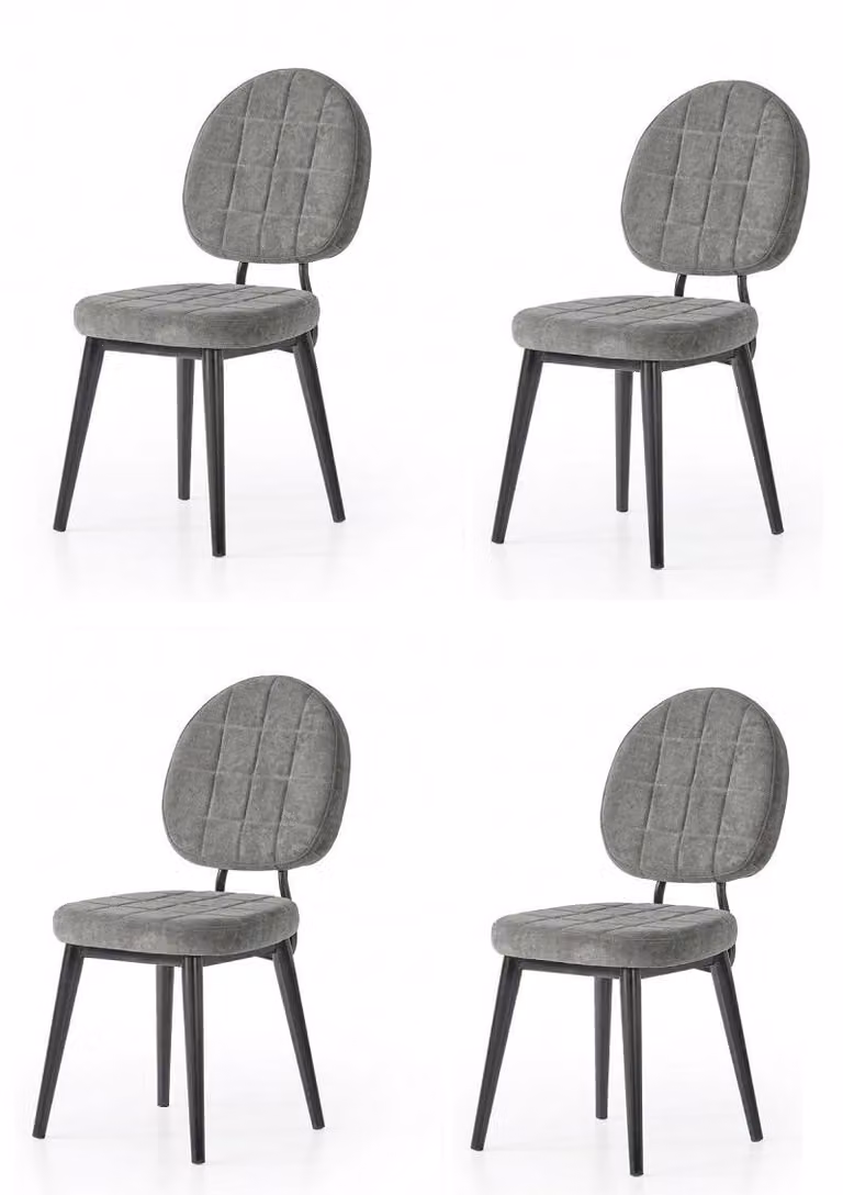 Set da sala da pranzo: 4 sedie grigie, comode, morbide, in tessuto, moderne ed eleganti