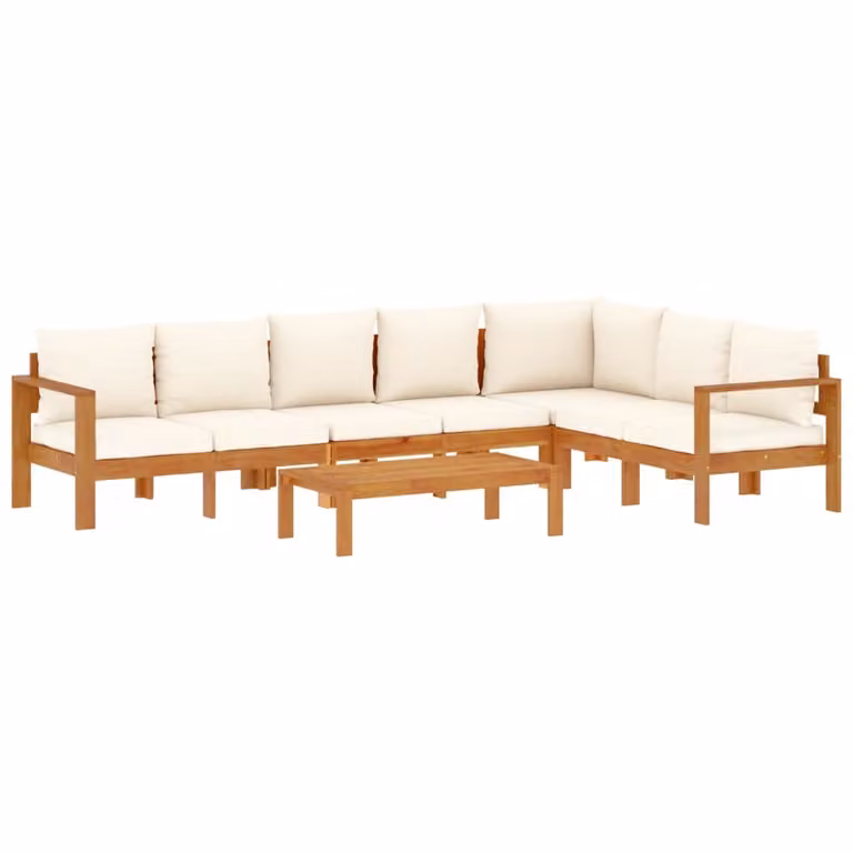 Set Divano da Giardino 5 pz con Cuscini Legno Massello Acacia