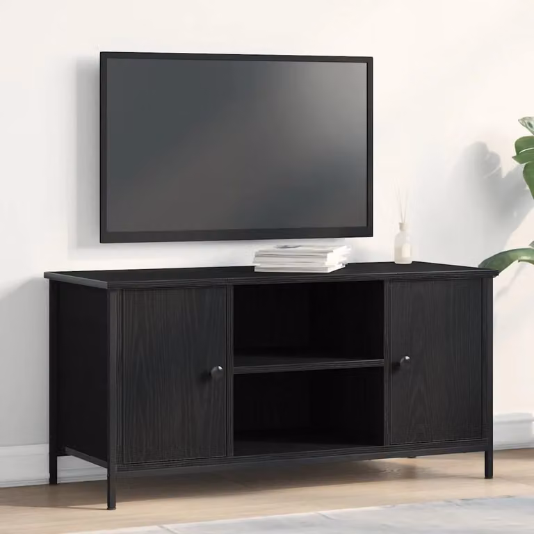 Mobile TV vidaXL moderno in legno e metallo nero L/P/H: 100 x 40 x 50 cm
