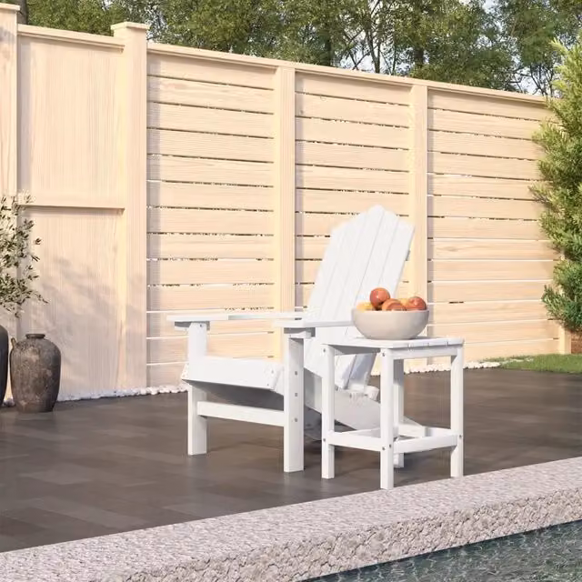 Sedia da Giardino con Tavolo Adirondack in HDPE Bianco 3095700