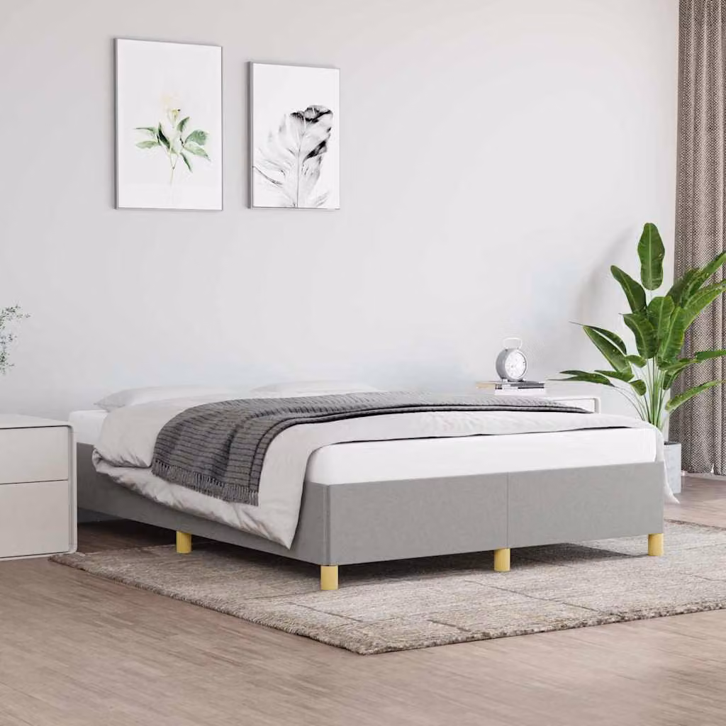 vidaXL Giroletto senza materasso in tessuto grigio chiaro L 140 x P 190 cm