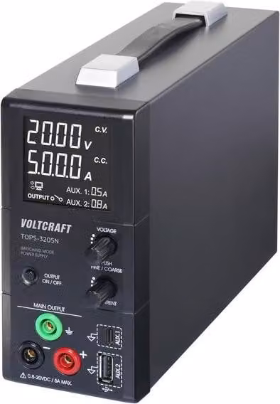 Voltcraft TOPS-3205N Alimentatore da laboratorio, regolabile 0,8 - 20 V/DC 0,1 - 5 A 100 W fanless Numero di uscite 3 x (VC-154485