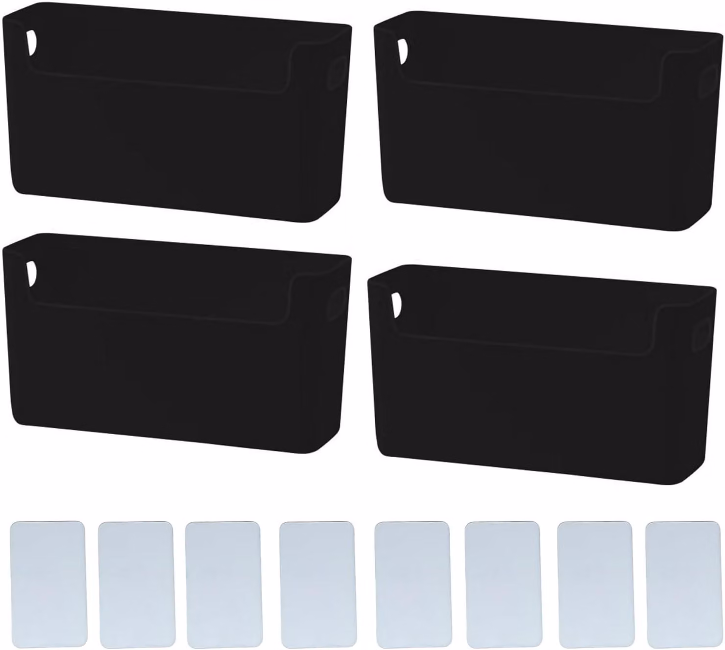 Contenitori in plastica nera, confezione da 4, dimensioni 25 x 8 x 13,5 cm, ideali per cucina e bagno