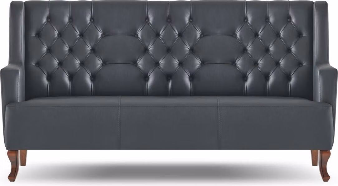 Chesterfield Sofa Schwarz Couch Klassisch Dreisitzig Ledersofa Holz Weich