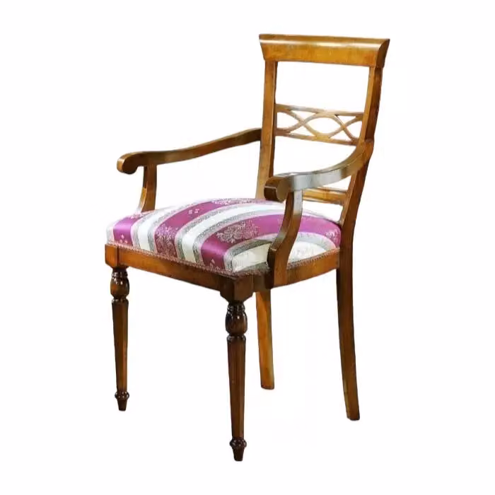 Poltrona classica Mobili 2G in legno di faggio con imbottitura in tessuto marrone L: 61 cm, P: 56 cm, H: 96 cm – 1