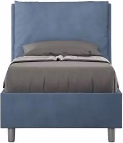 Letto singolo con rete imbottito 80x190 microfibra blu Antea