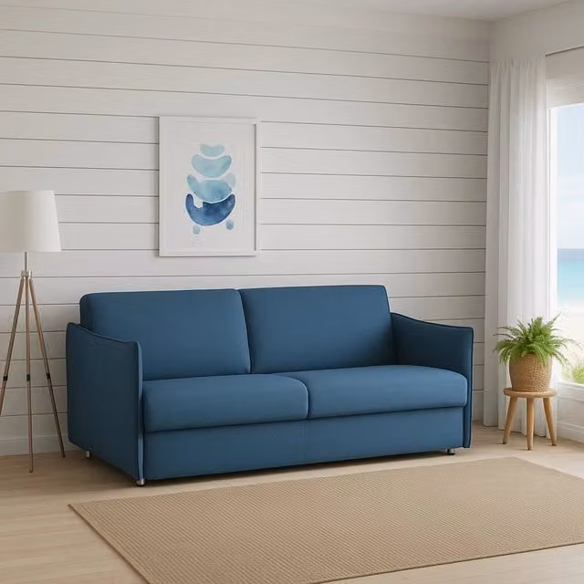 Monleale Divano Fisso 2 Posti Moderno in Tessuto Blu con Coperture Sfoderabili L: 160 cm, P: 95 cm, H: 90 cm – 1